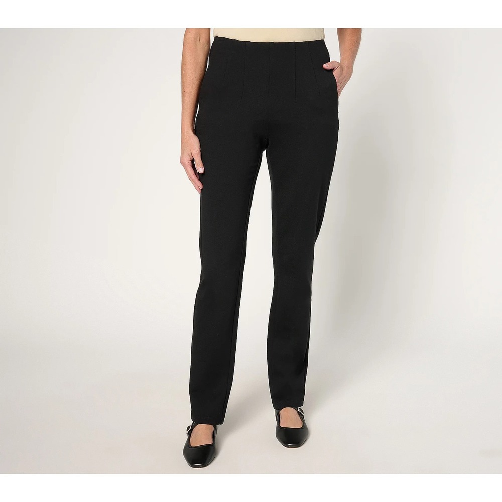 Belle by Kim Gravel Regular Ponte Hollywood Waist Full Length Pant Black,16 #31C